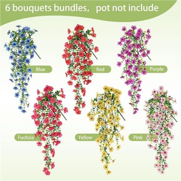 Artificial Flowers for Outdoors Hanging Faux Plants for Spring Summer - Picture 3 of 7